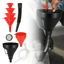 6-Pc Automotive Funnel Set with Flexible Hose, Plastic Oil Funnel Kit for Gas, Coolant & Engine Fluids