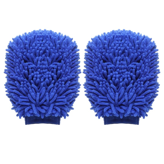 Uxcell 2pcs Chenille Microfiber Car Wash Mitts 9" x 5.5" Scratch Free Wash Gloves Absorbent for Car Washing Home Clean Sky Blue