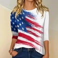 thumbnail image 2 of Womens 250th Anniversary Usa Shirt American Flag Print 3/4 Sleeve Tops for Women Summer Casual Patriotic 4th Of July T-Shirt, 2 of 4