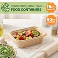 thumbnail image 5 of Cozymood 50 Pack 16 oz Compostable Food Containers with Lids, Plant-Based Cornstarch Meal Prep Bowls, Microwave Safe Disposable Take Out Containers, 5 of 6
