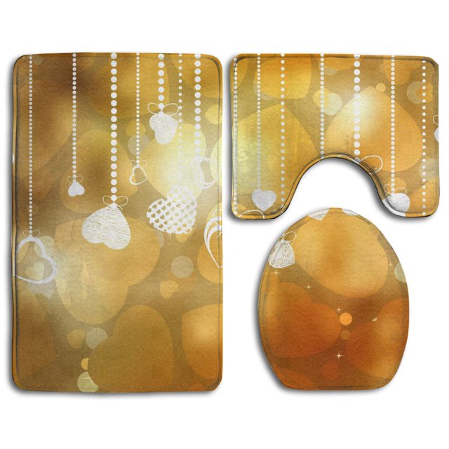ABPHQTO Patrones De Corazon De Amor Juego de alfombras de baño de 3 piezas Alfombra de baño Alfombra de contorno y tapa de inodoro ABPHQTO Cont-CHAPPLE-34489
