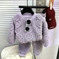 thumbnail image 4 of Generic Fall Clothes Sleepwear Autumn Winter Solid Color Children's Sleepwear Set Home Clothes For Boys And Girls Medium And Small Thick Warm Sleepwear(6-7 Years,Purple), 4 of 5