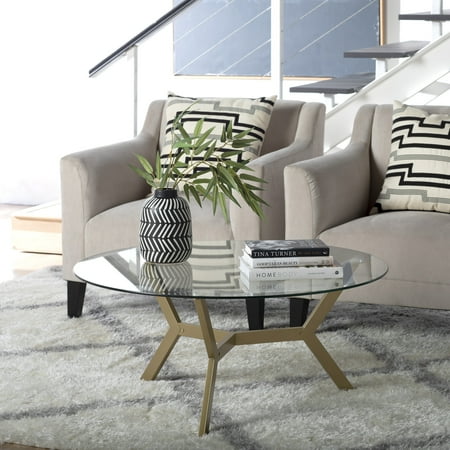 Studio Designs - ArchTech Round Mid-Century Modern Tempered Glass Coffee Table - Clear
