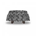thumbnail image 4 of Abstract Ottoman Cover, Vertical Curls Motif Art, 2 Piece Slipcover Set with Ruffle Skirt for Square Round Cube Footstool Decorative Home Accent, Standard Size, Charcoal Grey and White, by Ambesonne, 4 of 5