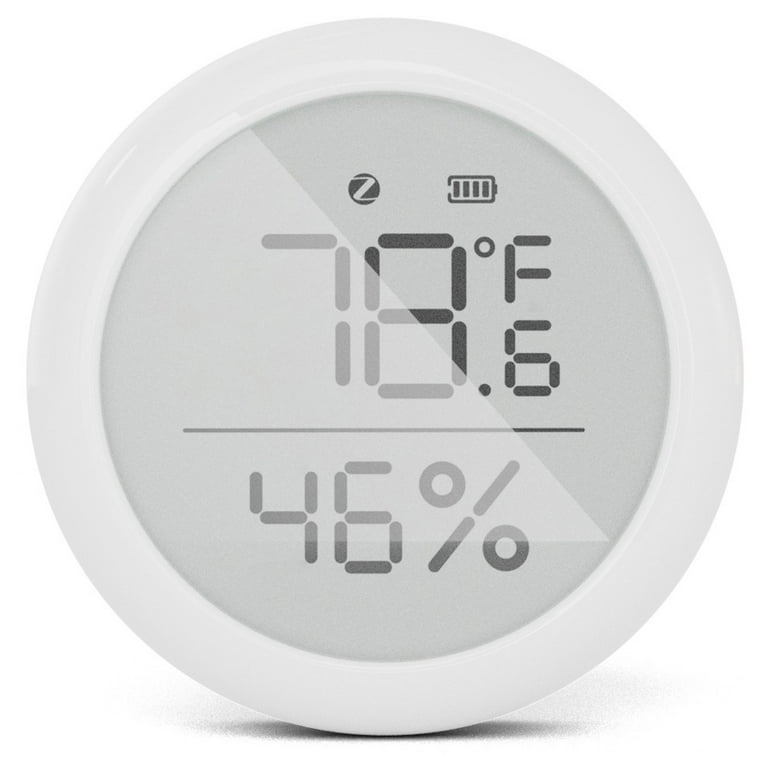Zigbee Smart Thermometer Hygrometer, Indoor Humidity Meter and Temperature Sensor with App Control, Large LCD Display, Remote Monitor for Home, Size