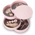 thumbnail image 1 of Organizador de joyas, pequeña caja de almacenamiento de joyas, soporte para pendientes para mujeres, bandeja giratoria de viaje de 4 capas con tapa para pulseras, anillos, pulseras, 1 of 7