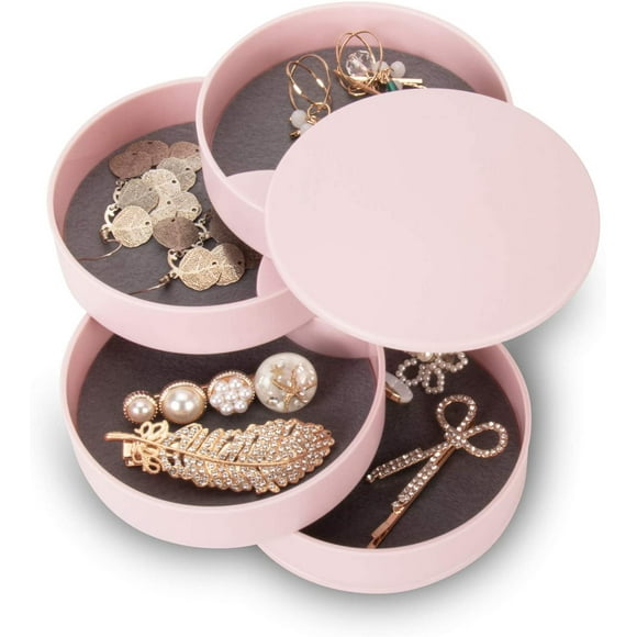 Jewelry Organizer, Small Jewelry Storage Box Earring Holder for Women, 4-Layer Rotating