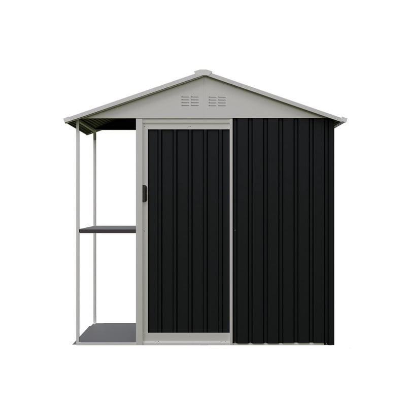 6x4 FT Outdoor Storage Shed with Rack, Bike Tool Storeroom with Vent, Metal Shelter with Roof for Lawn Backyard