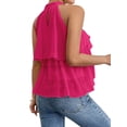 thumbnail image 5 of Women'S Layered Ruffle Hem Sleeveless Halter Chiffon Blouse Flowy Tank Tops Rose Red M, 5 of 9
