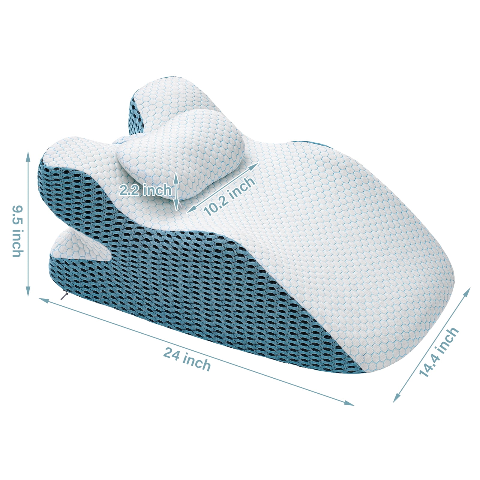 YEERSWAG Adult Ergonomic Memory Foam Bed Triangle Wedge Pillow Headboard for Sitting up Back Neck Pain Relief with Face Down Massage Prone Pillow Function for Reading