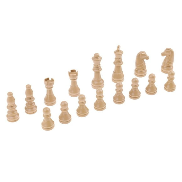 Milaget 16pcs Plastic Chess Pieces/Chessmen Set - King Queen Bishop Knight Rook Pawn beige