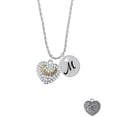 thumbnail image 2 of Delight Jewelry Goldtone Sisters Rock on Clear Crystal Heart Silvertone Script Initial Disc - M - Charm Necklace, 20"+3", 2 of 4