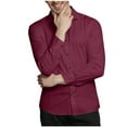 thumbnail image 4 of Blusa y camisa de manga larga con cuello vuelto para hombre, informal, con botones, lisa, de manga larga, transpirable, de poliéster, 4 of 6