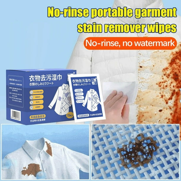 Toallitas Húmedas Quitamanchas para Ropa. Limpian La Ropa y Las Manchas de Una Sola Pasada. No Lavables. Son Portátiles. 1 Ml.