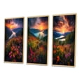 thumbnail image 3 of Designart "Sunset Glow Majestic Flowers in Valley II" Lake Framed Wall Art Set Of 3 - Pink Lake House Frame Gallery Set For Office Decor, 3 of 6