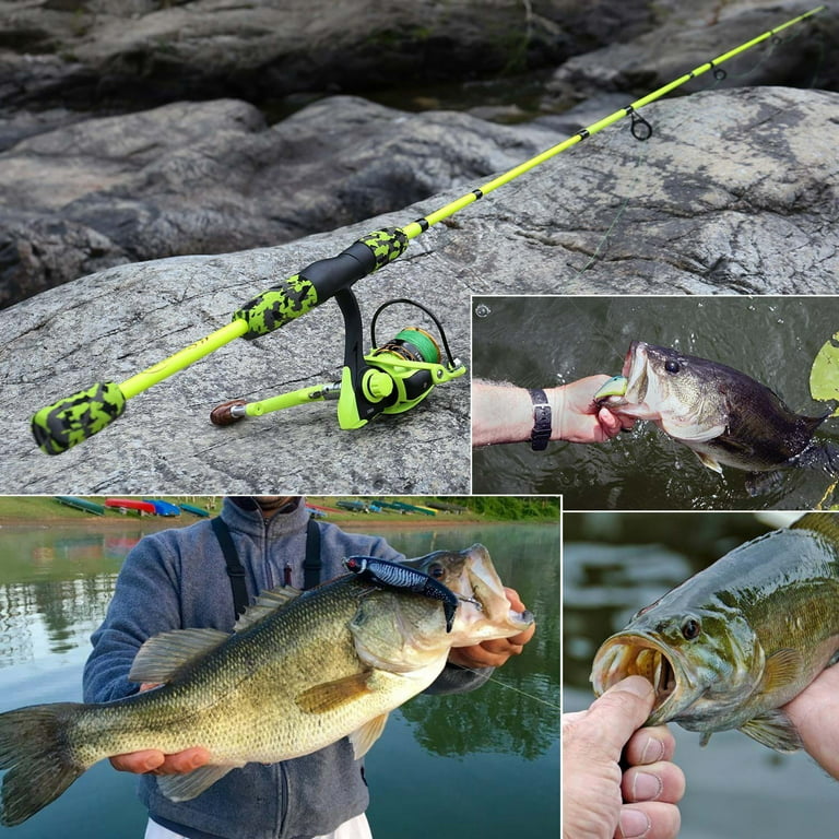 Sougayilang Spinning Fishing Rod - 5 Sec. Portable Fishing Pole and Reel  Combo for Kids Adults