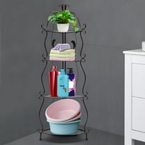 Retro Style Standing Shelf, No Assembly Required, Multi-Room Storage