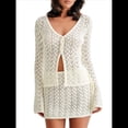 thumbnail image 2 of Conjunto de Dos Piezas de Crochet para Mujer, Traje de Baño de Larga Acampanada con Botones y Minifalda L, 2 of 10