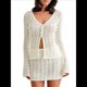 thumbnail image 2 of Conjunto de Dos Piezas de Crochet para Mujer, Traje de Baño de Larga Acampanada con Botones y Minifalda M, 2 of 10