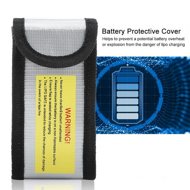 LiPo Battery Bag, Explosion Proof Battery Storage Case Pouch with Flame Retardant Fiberglass for Safe Charging Travel Transportation of LiPo RC Batteries