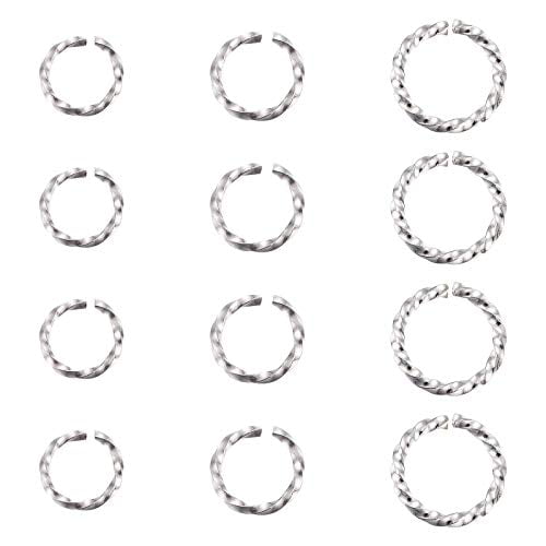 UNICRAFTALE 3 Sizes 60pcs 6/8/10mm Twisted Open Jumps Rings 304 Stainless  Steel Jump Rings Connectors O Rings for DIY Bracelet Necklaces Jewelry