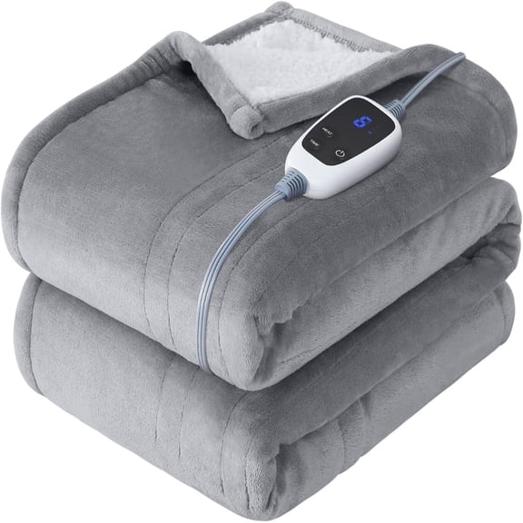 Electric Throw Blanket, Flannel Heated Throw with 6 Heating Levels & 2-10 Hours Auto Shut Off, Fast Heating & Machine Washable, 50x60 Inch