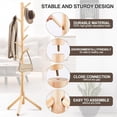 thumbnail image 4 of Behome Coat Rack, Bold Freestanding Coat Rack with 8 Hooks and 3 Adjustable Size, Tree Coat Racks for Bedroom, Hallway, Hats, Coats, Scarves, Handbags, Wood Color, 4 of 8