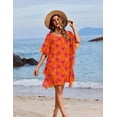 thumbnail image 4 of Ekouaer Women' Swimsuit Coverup Chiffon Floral Bathing Suit Cover Up Ruffled Summer Beachwear Bikini Coverups, 4 of 6