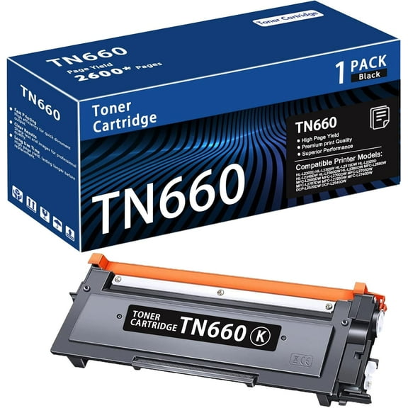 1-Pack TN660 Black Toner Cartridge Replacement for Brother High Capacity 3,000 Pages with HL-L2300D L2305W L2315DW L2320D L2340DW L2360DW L2380DW MFC-L2680W L2685DW L2700DW L2705DW L2707DW Printer