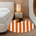 thumbnail image 3 of Burnt Orange Striped Large Area Rugs for Bedroom Living Room, Soft Non Slip Carpet Bedside Rug, Thanksgiving Orange White Stripes Round Floor Cover Kitchen Accent Rug 4' for Dining Room/Office, 3 of 9