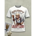 thumbnail image 2 of T-Shirt Mode Imprimé 3D pour Hommes, Polyester Col Rond Décontracté, Tissu Tricoté Coupe Régulière avec Légère Élasticité, avec Humour Grincheux pour Adulte, Hommes, Femmes, Adolescent, Adolescent, 2 of 6