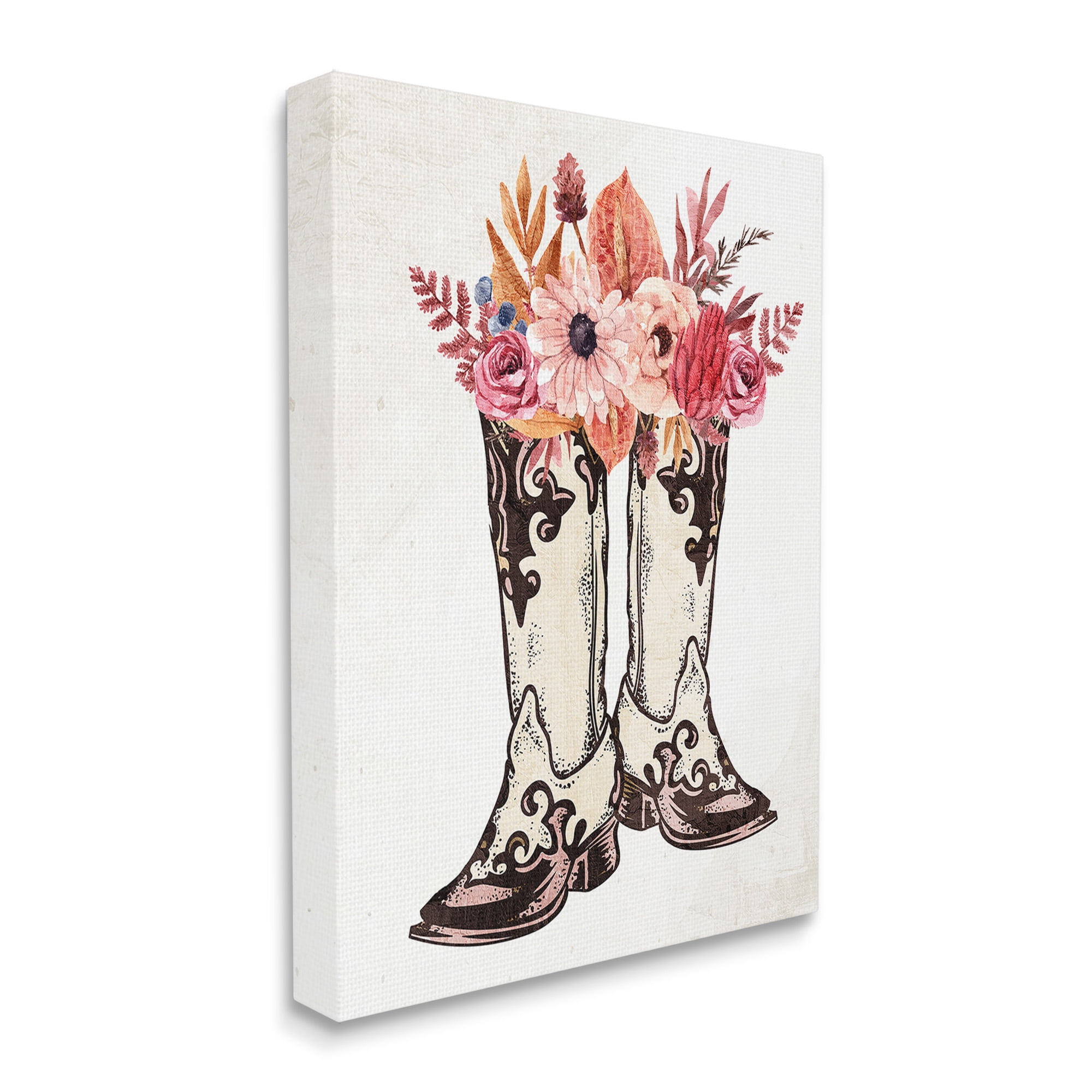 Stupell Industries Rodeo Boot Bouquet Botanical & Floral Painting Gallery Wrapped Canvas Art Print Wall Art, 16 x 20