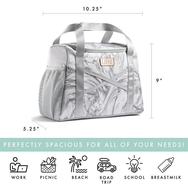 DM Insulated Lunch Bag Lunch Tote Bag for Women-Grey