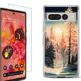 thumbnail image 1 of Shockproof Bumper Phone Case for Google Pixel 7, with Tempered Glass Screen Protector, by OneToughShield ® - Winter Pine, 1 of 4