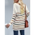 thumbnail image 4 of Asyoly Women’s Striped Knit Pullover Sweater V Neck Long Sleeve Casual Knitwear Cute Jumper Loose Tops, 4 of 6
