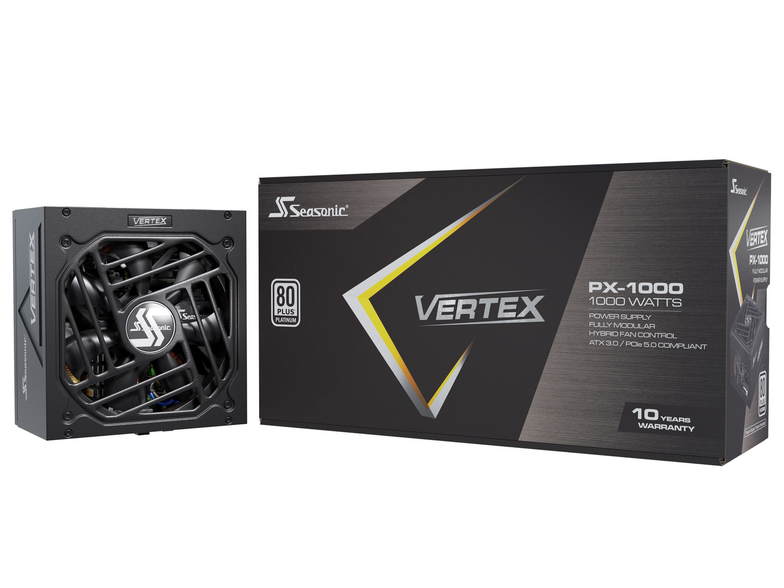 Seasonic VERTEX PX-1000, 1000W 80+ Platinum, ATX 3.0&PCIe 5.0 Ready, Full-Modular, ATX Form Factor, Low Noise, Premium Japanese Capacitor, 12 Year Warranty, Nvidia RTX 30/40 Super, AMD GPU Compatible