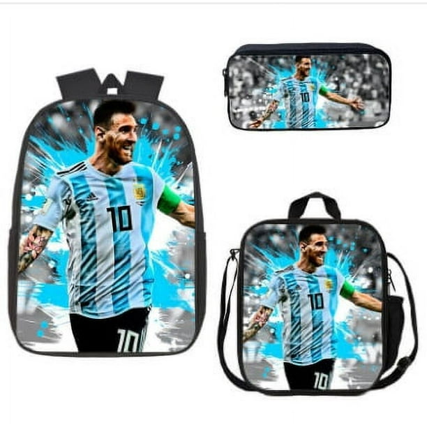 Soccer Star Messi Printed Backpack Three piece Set Youth School Bag Youyoupin Walmart