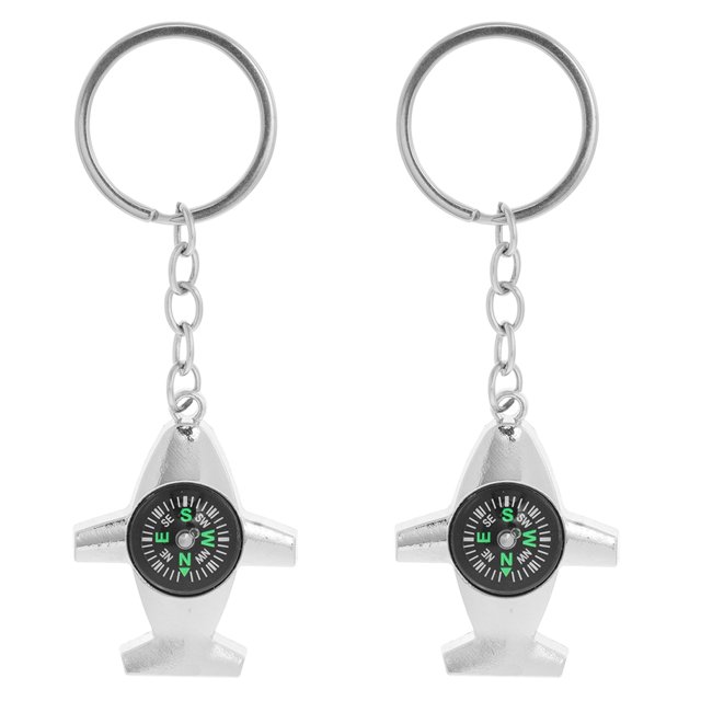 KAKOWELY mini Boussole 2 Pcs Porte-Clés mini Boussole pour Randonnée et Camping Petite Boussole de Poche avec Anneau Porte-Clés Accessoire de Camping Boussole Créative en Forme d'Avion Porte-Clés