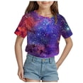 thumbnail image 1 of 2DXuixsh Vêtements d'Été pour Filles T-Shirt Mignon Hauts Juniors T-Shirts Graphiques pour Adolescentes Mode Ciel Cosmique Imprimé Manches Courtes T-Shirt Col Rond Imprimé Hauts d'Été Rouge Melon D\'eau Taille 150, 1 of 4