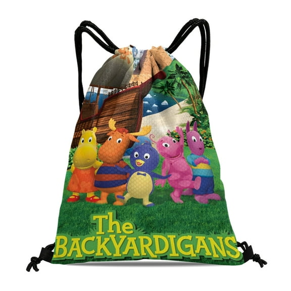 Drawstring Backpack for The Backyardigans Party Favor Bags Sackpack Adults Women Men Sports for Gym Travel Swimming Hiking Camping Tote Bag 11.8 × 15.7 in