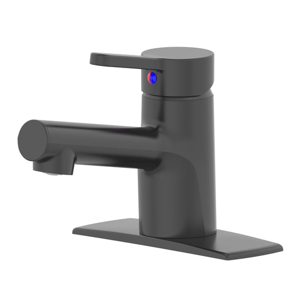 Open Box Mainstays Single Handle Bathroom Faucet in Black