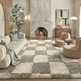 thumbnail image 6 of BERTHMEER 5'x8' Area Rugs for Living Room Bedroom Dinning Room Fluffy Checkered Soft Modern Geometric Plush Pile Ultra-Soft Rugs Carpets,Gray White, 6 of 8