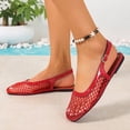 thumbnail image 4 of Lenago Mesh Ballet Flats for Women Adjustable Strap Mary Jane Flats Casual Office Shoes Trendy Summer Fashion Dressy Ballerina Flat Shoes for Dressy Red Size-6.5, 4 of 9