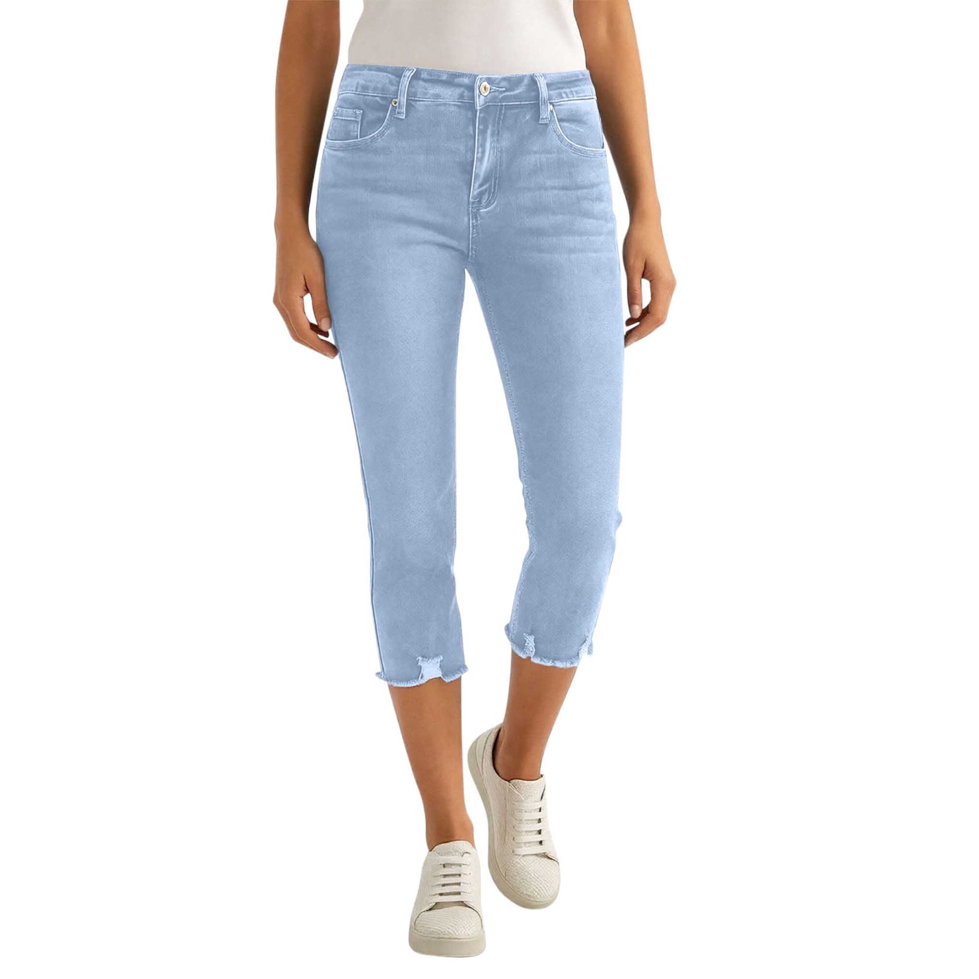 Nmnitkp Jean Capri Pants for Women High Waisted Ripped Skinny Jeans Stretchy Relaxed Fit Denim Capris Cropped Jeggings with Pockets
