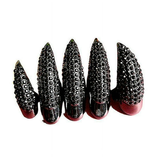 Juego de anillos de uñas postizas con garra para disfraz de Halloween, anillos completos de cristal punk gótico, tienda de garras, puntas de los dedos curvadas, garras para niñas,