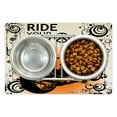 thumbnail image 1 of Manly Pet Mat for Food and Water, Motorcycle Image with Ride Your Way Text Peace Sign Freedom Action Freestyle, Non-Slip Rubber Mat for Dogs and Cats, 18" X 12", by Ambesonne, 1 of 2