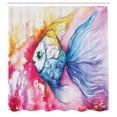thumbnail image 3 of Ambesonne Fish Shower Curtain, Watercolor Abstract Art, 69"Wx84"L, Multicolor, 3 of 5