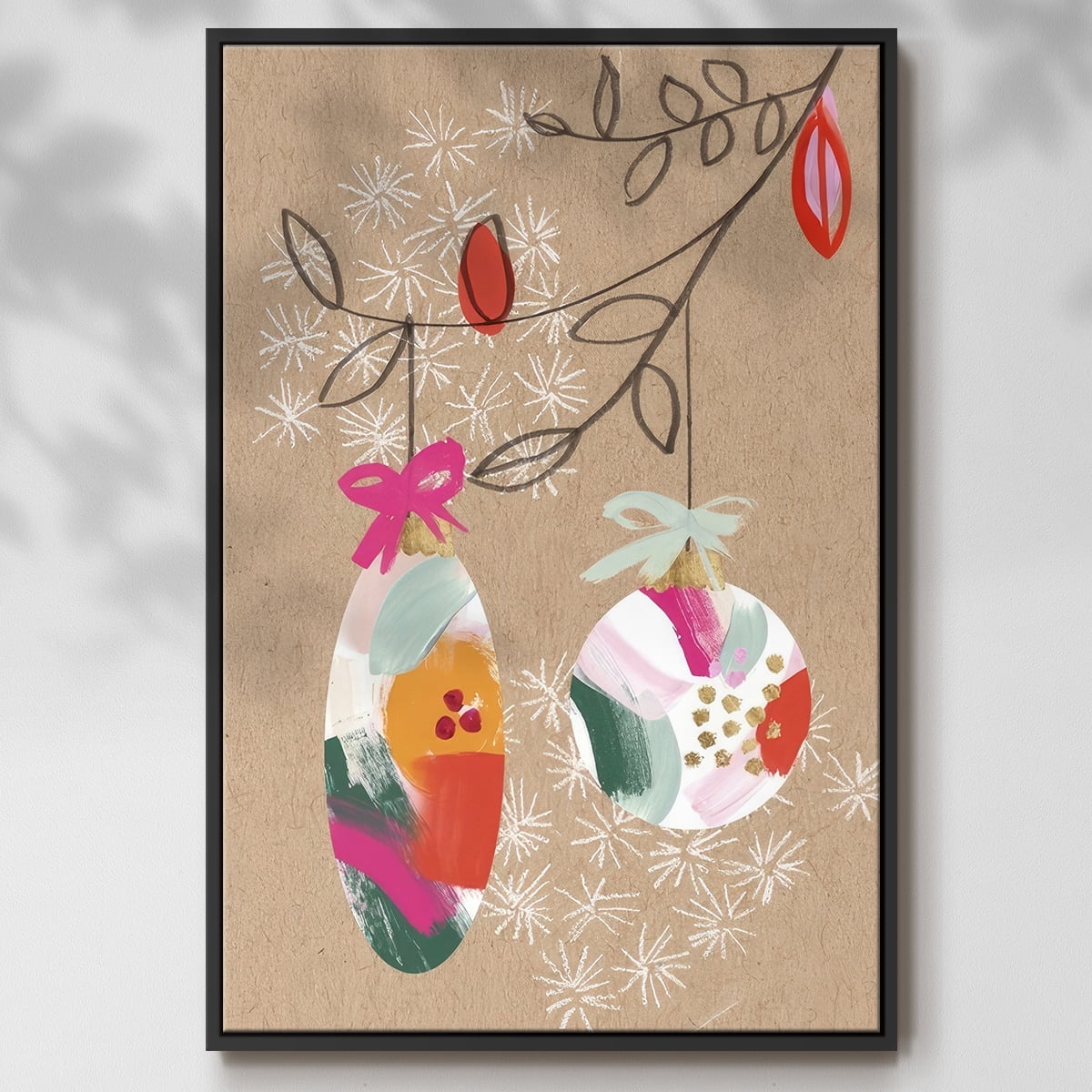 Crafty Christmas Collection B - Framed Gallery Wrapped Holiday Canvas - 25 x 37 - Black Frame