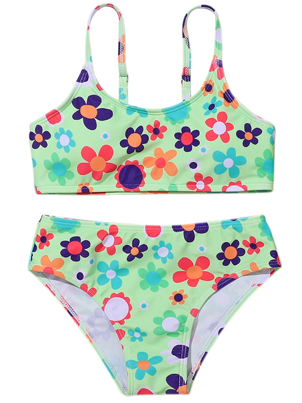 812T Girls Swimsuits TwoPieces Flower Bathing Suits Bikini Set