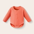 thumbnail image 2 of Quealent Newborn Baby Boy Clothes Cotton Shirt Bodysuit Button Up Long Sleeve Romper Jumpsuit One-Piece Outfit (Orange, 18-24 Months), 2 of 6